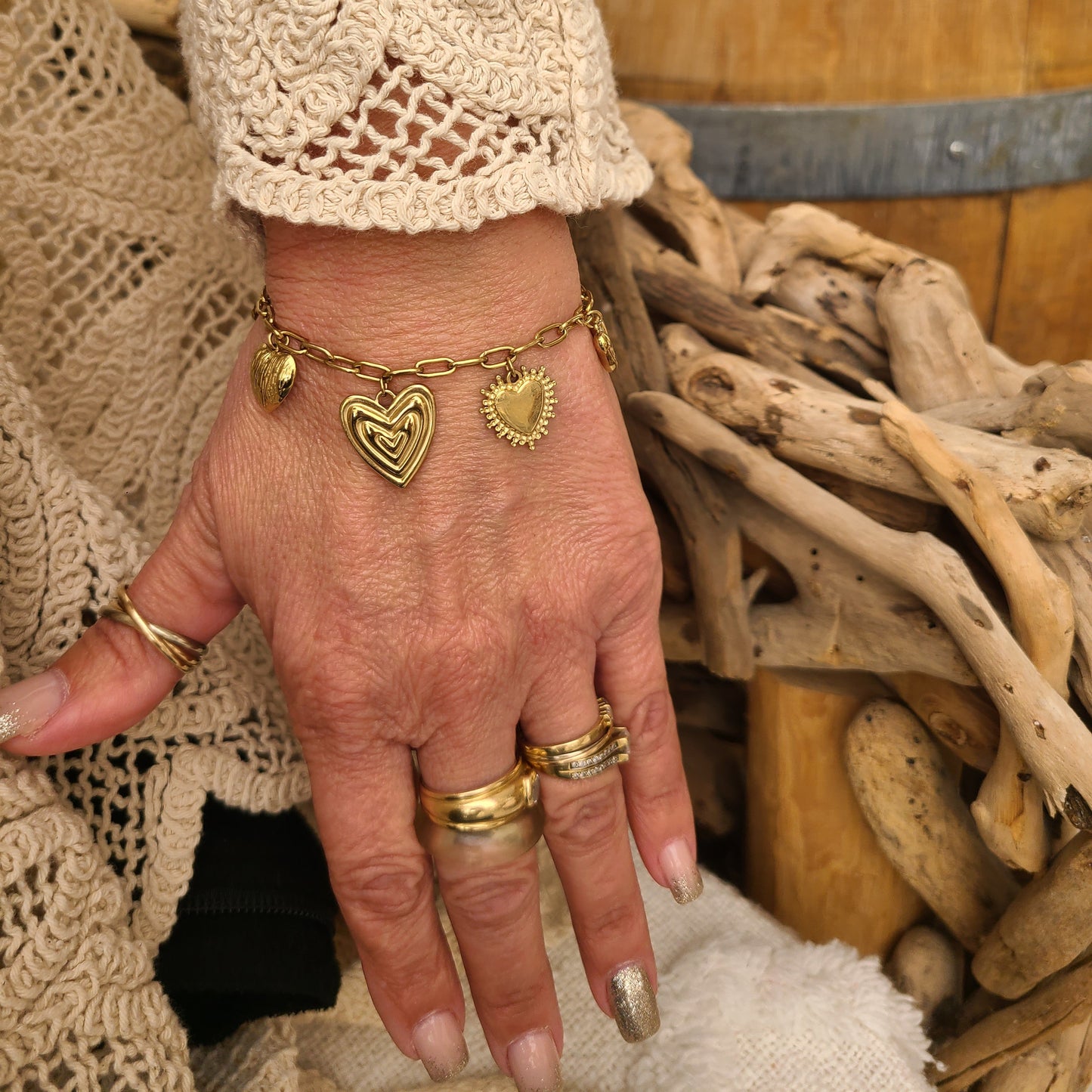 Bracelet multi breloques cœur