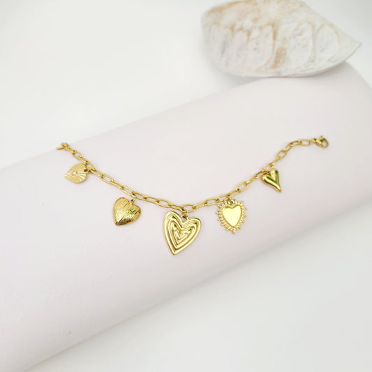 Bracelet multi breloques cœur