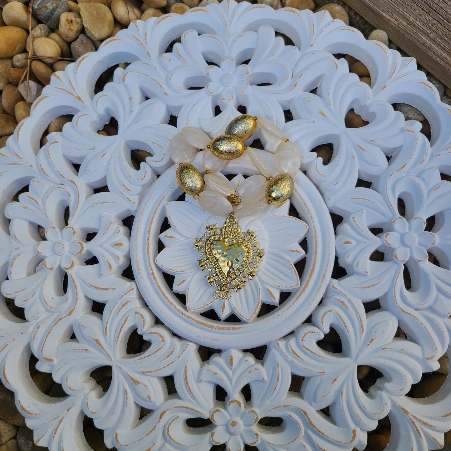 Collier perle et cœur