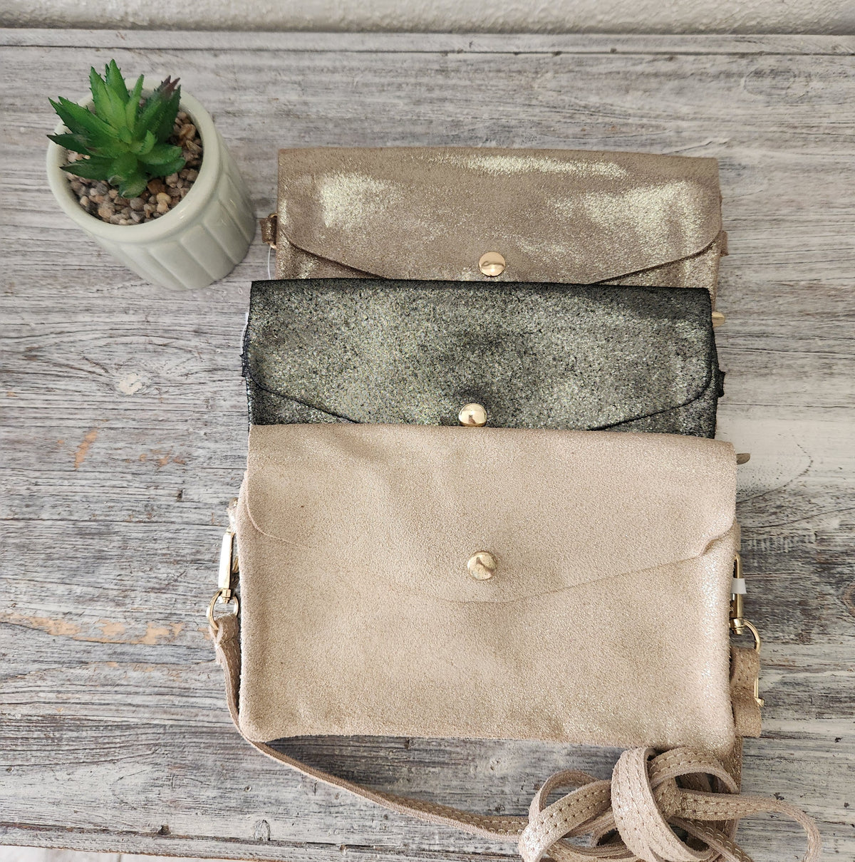 Petit sac Pochette en cuir pailleté