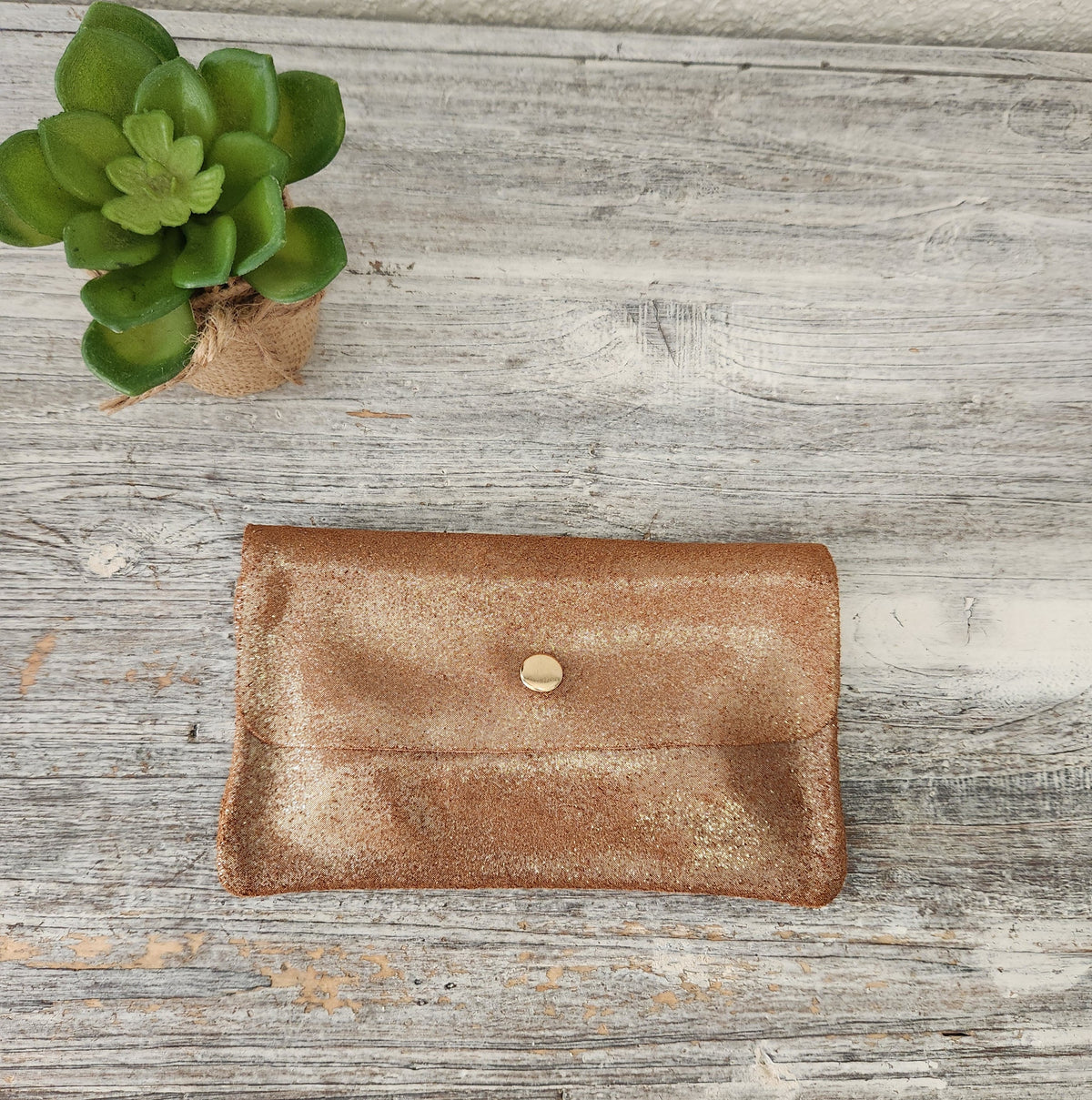Porte-monnaie sac en cuir daim pailleté